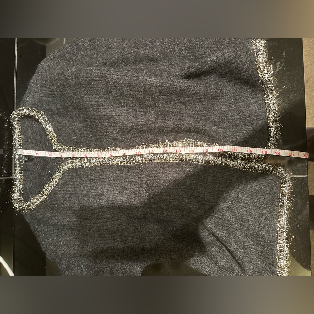 Rag & Bone Davies Metallic-Trim Crewneck Festive Knit Cardigan - Picture 10 of 10
